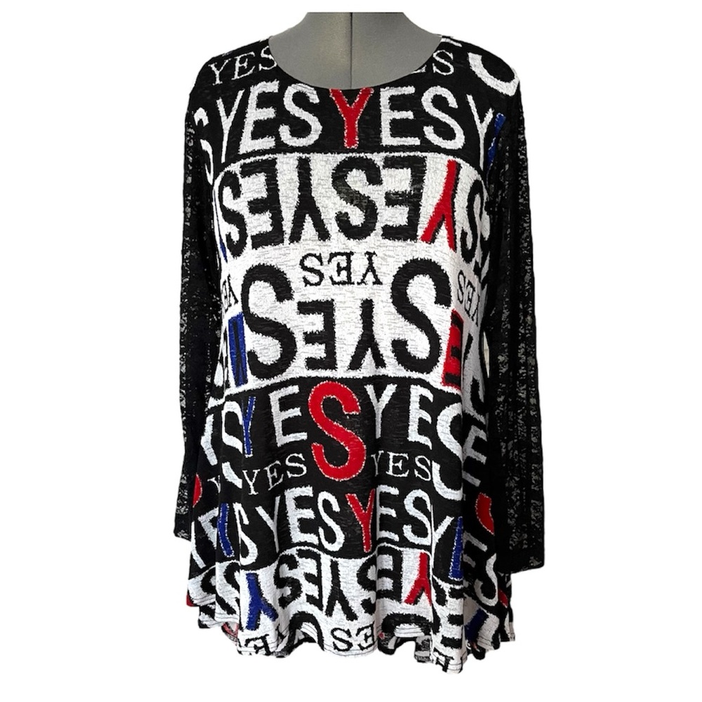Mishca ‘YES’ letter graphic print knit tunic XL